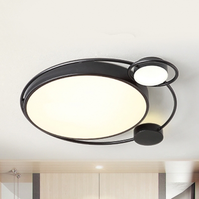 Study Room Mouse Ceiling Mount Light Acrylic Simple Style Warm/White LED Flush Light in Black/White