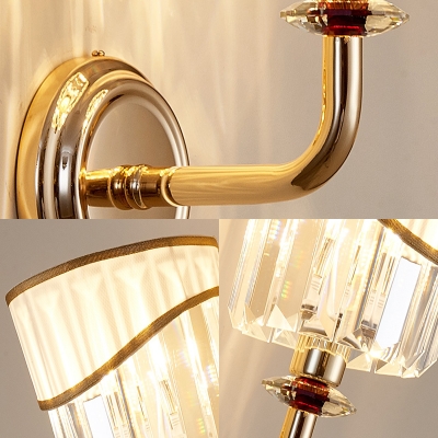 1 Light Cylidner Wall Lamp Traditional Stainless Steel Sconce Light in Gold for Hotel Cafe