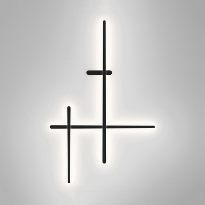3/5 Lines Wall Sconce Light for Bedroom Hallway Modern Simple Metal LED Wall Lamp in Black