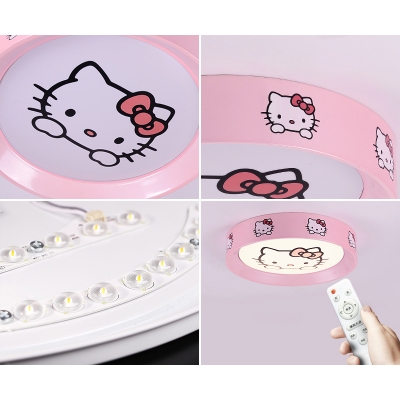 Metal Cartoon Cat LED Flush Ceiling Light Child Bedroom Cartoon Ceiling Fixture in Warm/White