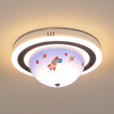Rotatable Acrylic Ceiling Mount Light Cartoon Stepless Dimming Flush Light in Blue/Pink for Baby Bedroom
