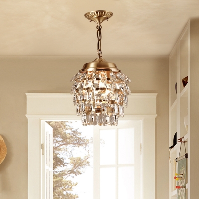 Three Lights Oval Chandelier with Crystal Elegant Metal Hanging Light in Gold for Stair Corridor