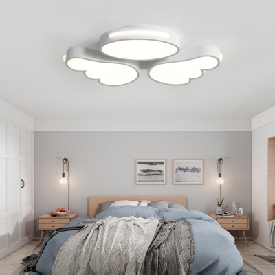 Adult Bedroom Wing Ceiling Mount Light Acrylic Warm/White Lighting Flush Light in White Finish