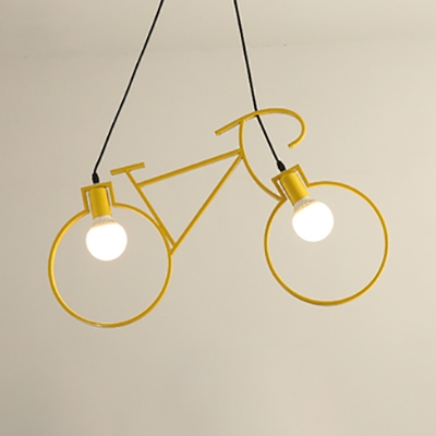 2 Bulb Bicycle Pendant Light Antique Stylish Iron Hanging Light for Kid Bedroom Study Room