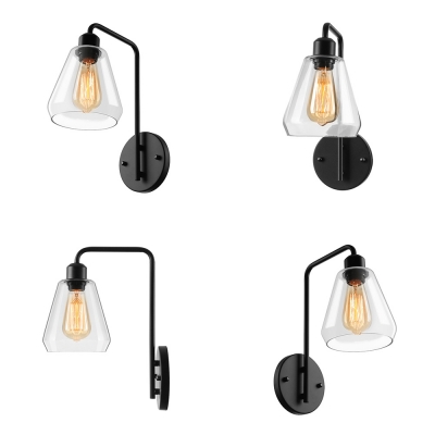 Industrial Style 1 Light Cone Shade Matte Black LED Wall Sconce