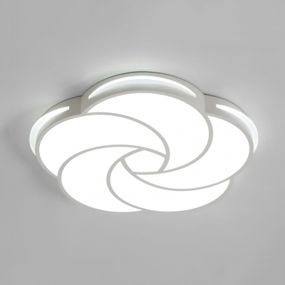 Kids White Finish Flush Mount Light Petal Acrylic Stepless Dimming/Warm/White Ceiling Fixture for Study Room