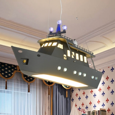 Nursing Room Warship Pendant Light Metal Modern Creative Hanging Light in Gray