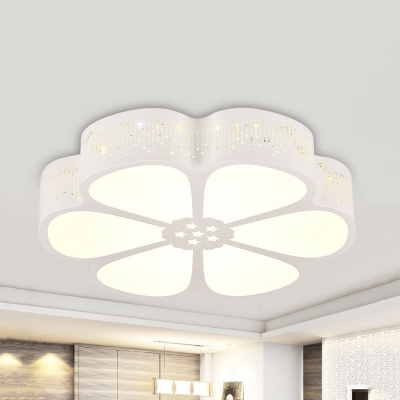 Romantic Petal LED Ceiling Mount Light Metal Acrylic Flush Light with White Lighting for Girls Bedroom