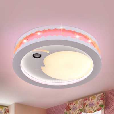 Smiling Crescent Kid Bedroom Ceiling Mount Light Acrylic Creative Warm/White Lighting LED Flush Light