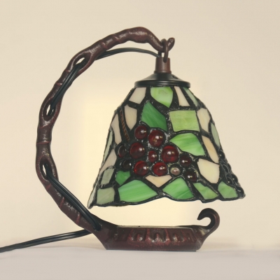 Stained Glass Grape/Rose Night Light 1 Head Vintage Tiffany Table Light for Living Room