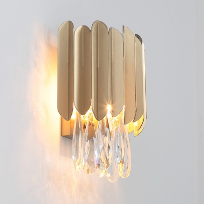 Teardrop Crystal Living Room Wall Light Metal Modern Luxurious Wall Lamp in Gold Finish