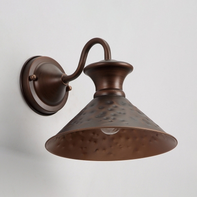 Vintage Stylish Bronze Wall Light Cone Shade 1 Light Metal Pendant Light for Foyer Study Room