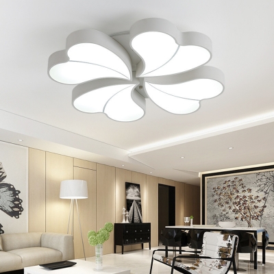 White 4-Heart LED Flush Ceiling Light Modern Acrylic Ceiling Lamp in Warm/White for Living Room