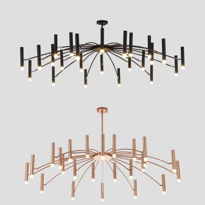 Spider Living Room Chandelier Metal 24 Lights Nordic Simple Hanging Light in Black/Rose Gold