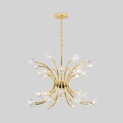 Luxurious Gold Pendant Lamp Blossom 32/48 Heads Metal Chandelier for Boutiques Cloth Shop