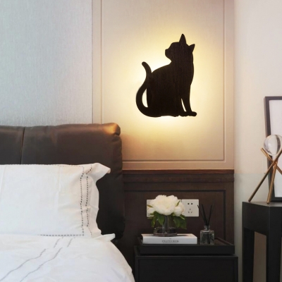 Black Cat LED Sconce Light Modern Stylish Metal Wall Lamp with Warm Lighting for Dining Room