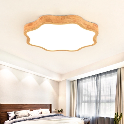 Blossom Living Room Ceiling Mount Light Wood Acrylic Modern Stepless Dimming LED Ceiling Lamp in Beige