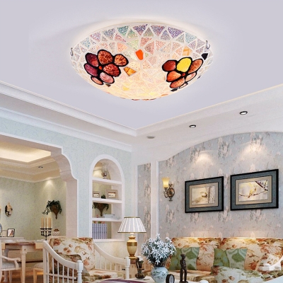 Colorful Flower Ceiling Mount Light Tiffany Simple Glass Shell Flush Light for Kitchen Bedroom