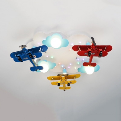 Contemporary Multi-Color Ceiling Mount Light with Airplane Cloud Metal Ceiling Lamp in Warm/White for Nursing Room