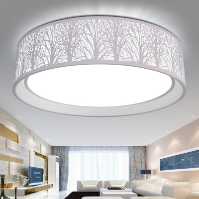 Contemporary White Flush Mount Light with Great Wall/Tree Metal Acrylic LED Ceiling Light with Third Gear/White Lighting