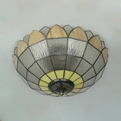 Domed Balcony Ceiling Mount Light Art Glass 3 Lights Traditional Ceiling Lamp in Blue/Sky Blue/Yellow