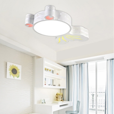 Lovely Goldfish LED Flush Ceiling Light Metal Stepless Dimming/White Ceiling Lamp in White Finish for Teen