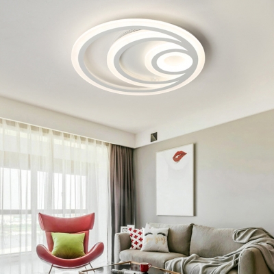 Modern Slim Ring Flush Mount Light Acrylic Warm/White LED Ceiling Fixture for Study Room