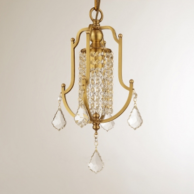 Traditional Bell Mini Chandelier Metal 1 Light Gold Hanging Light with Crystal for Cloth Shop