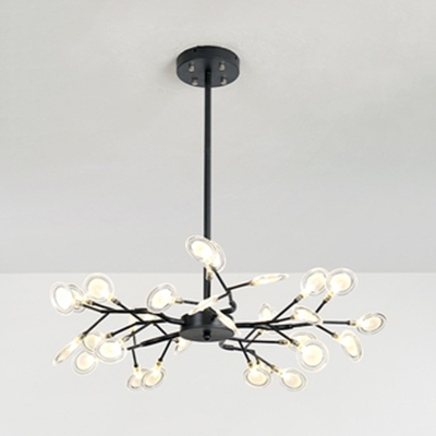 Twig Cloth Shop Hanging Lamp Metal Acrylic 30/45/54 Lights Nordic Style Chandelier in Black