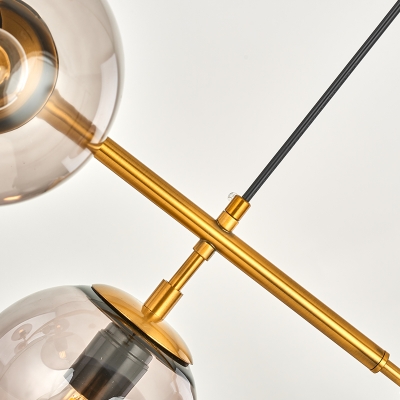 Glass Globe Shade Island Light 6 Lights Modern Stylish Island Lamp in Gold for Dining Table