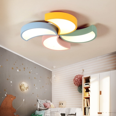 Cartoon Toy Windmill Flush Mount Light 4 Blades Acrylic Ceiling Lamp with Stepless Dimming/White Lighting for Kindergarten