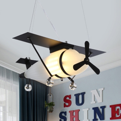 Creative Airplane Chandelier Light Metal Black&White Pendant Light for Boys Bedroom