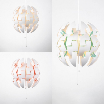 Green/Orange/White Spherical Hanging Light Modern 1 Light Metal Exploding Pendant Lamp for Restaurant Dining Room