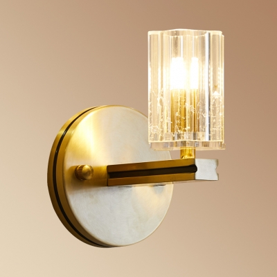 Traditional Candle Wall Sconce Single Head Metal Wall Light in Gold with Clear Crystal for Kitchen