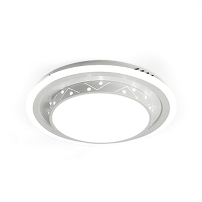 Hollow Round LED Flush Mount Light Modern Style Acrylic Black/White Ceiling Lamp in Warm/White for Kitchen
