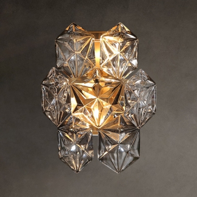 Living Room Snowflake Wall Light Clear Crystal Two Lights Elegant Style Gold Sconce Light