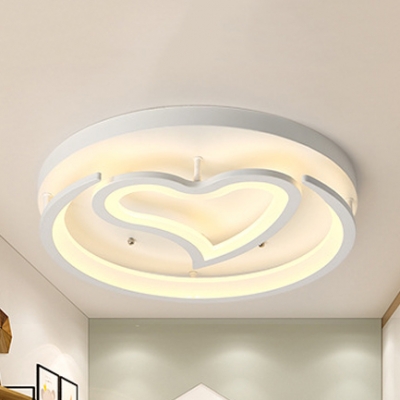 Loving Heart Crescent Bedroom Ceiling Lamp Acrylic Modern LED Flush Ceiling Light in Warm/White