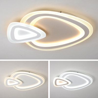 Modern Style Fish Flushmount Light Acrylic White LED Ceiling Lamp in Warm Yellow/White for Study Room