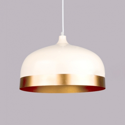 Post Modern Cylinder/Dome Pendant Lamp Metal 1 Bulb Gold Hanging Light for Dining Room