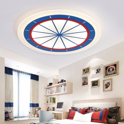 Slim Panel Circle Bedroom Flush Mount Light Acrylic Modern Warm/White Ceiling Lamp in Blue