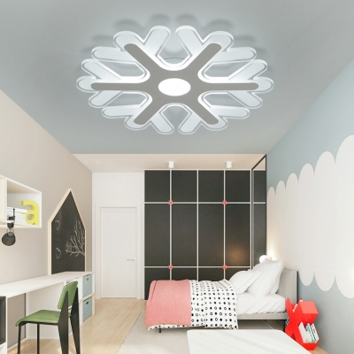 Kid Bedroom Snowflake Ceiling Light Acrylic Modern Stylish Warm Yellow/White LED Flushmount Light