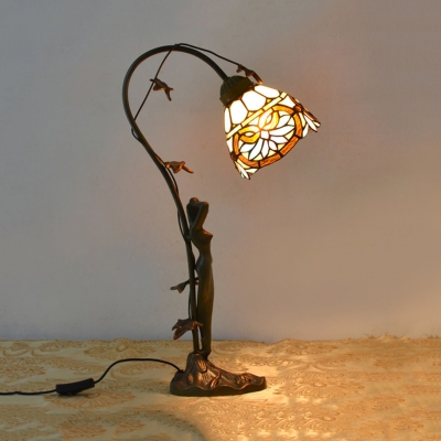 1 Bulb Downlight Desk Light with Women Deco Resin Table Light in Bronze for Study Room