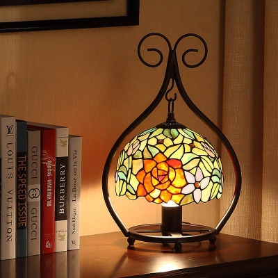 Tiffany Dragonfly/Flower/Grape Night Light Stained Glass 1 Light Table Light for Study Room