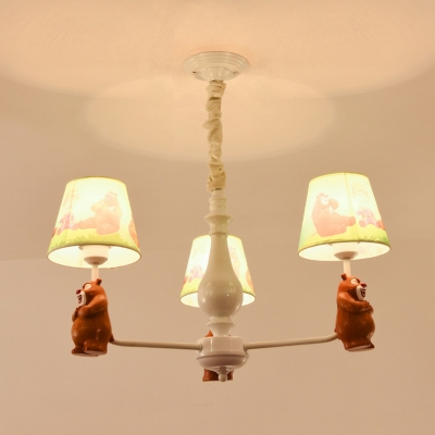 Bear Kids Bedroom Hanging Light Resin 3/5/6/8 Lights Animal Chandelier Light in Brow