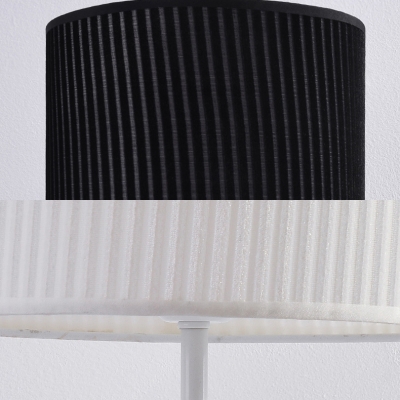 Black/White Drum Shade Table Light Modern Simple Fabric 1 Light Desk Lamp with Metal Base