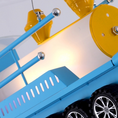 Child Bedroom Truck Pendant Light Metal Nordic Creative Blue LED Ceiling Pendant