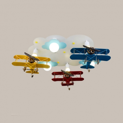Contemporary Multi-Color Ceiling Mount Light with Airplane Cloud Metal Ceiling Lamp in Warm/White for Nursing Room