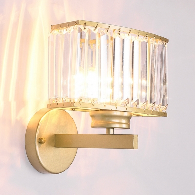 Contemporary Rectangle LED Wall Light Metal Gold Sconce Light with Clear Crystal for Porch Balcony
