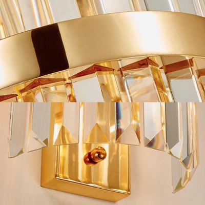Crystal Cylinder Sconce Light Hotel Restaurant Modern Style Wall Lamp in Champagne/Gold