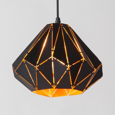 Geometric Shade Hanging Light Modern Style Metal 1 Bulb Suspension Lamp in Black